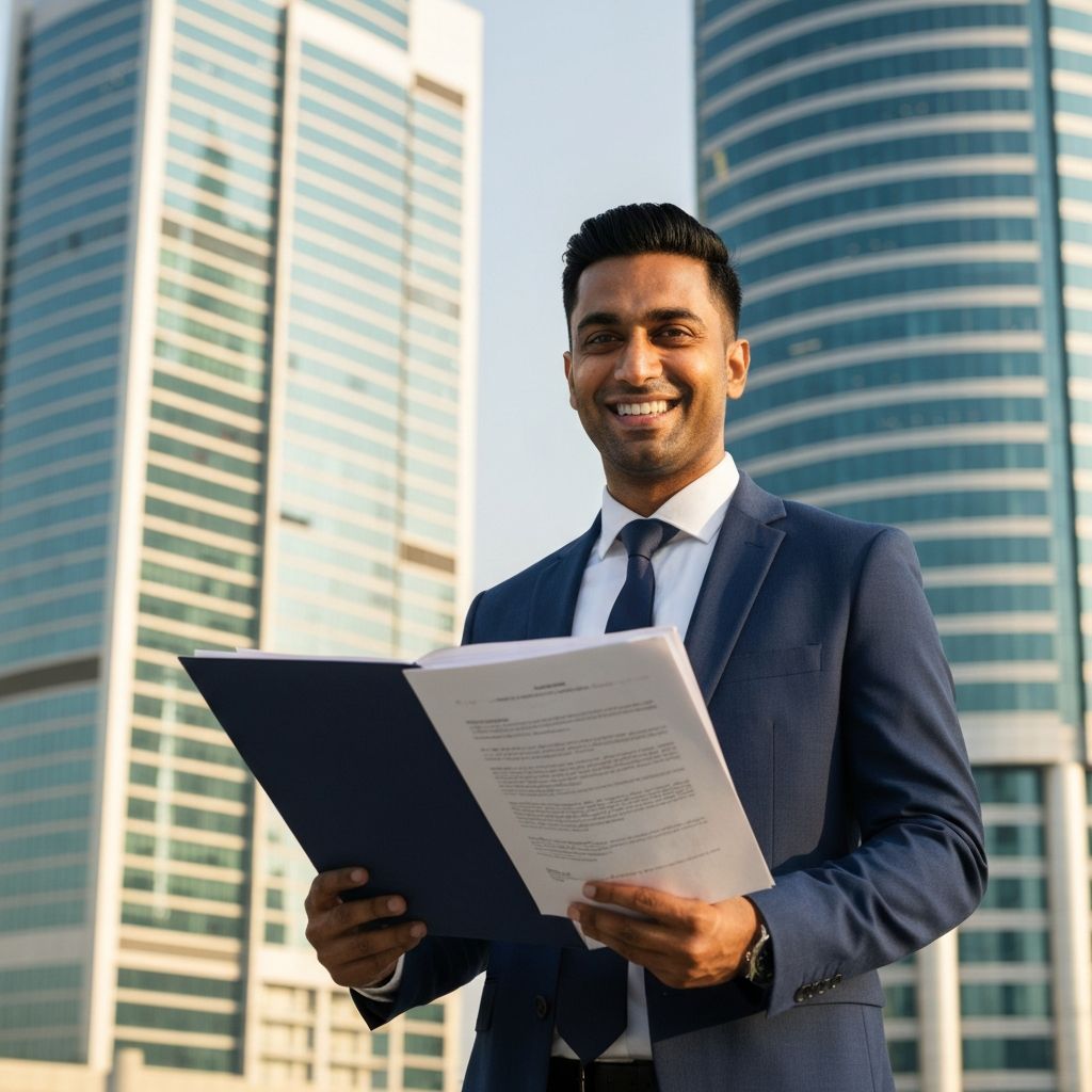 Entrepreneur receiving Dubai business license