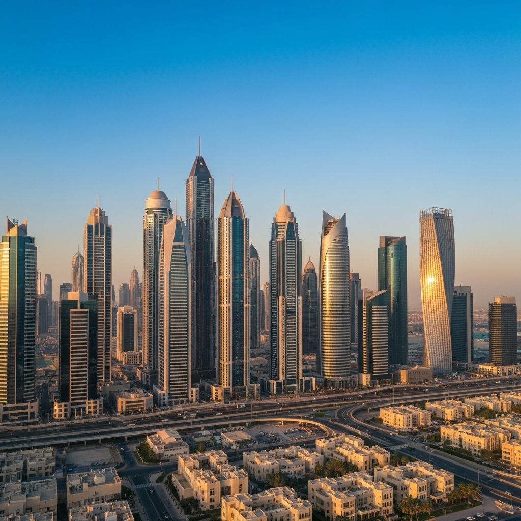 Dubai skyline with free zone business district